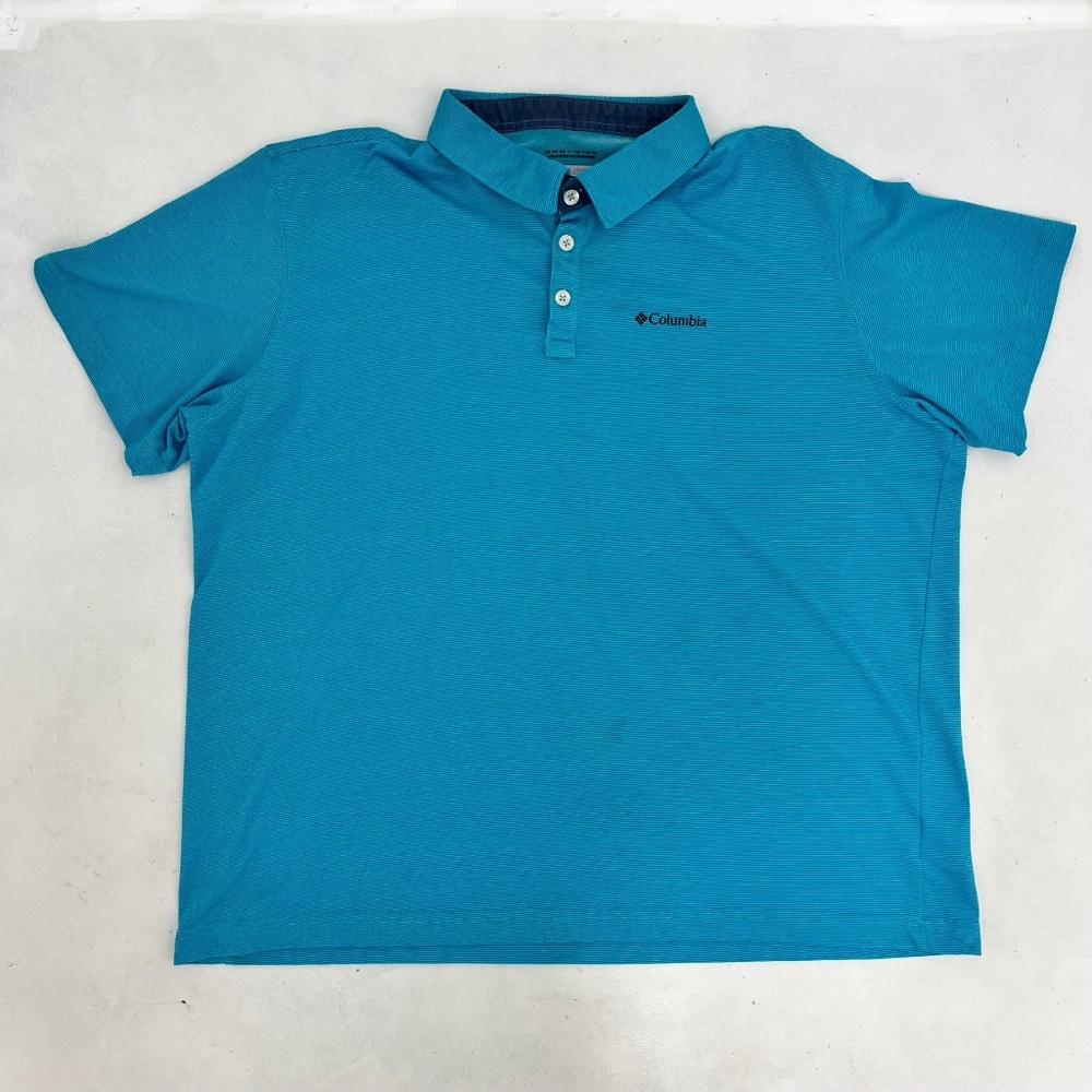Columbia Mens XXL Polo Shirt Blue Omni-Wick Advanced Evaporation Short‎ Sleeve